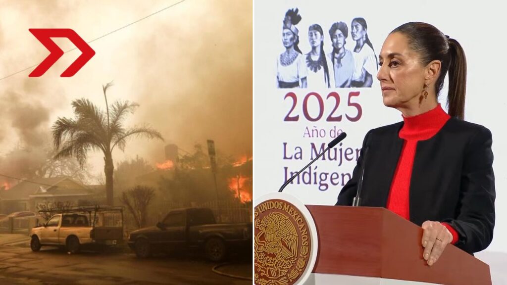 La presidenta, Claudia Sheinbaum, muestra solidaridad por los incendios forestales ocurridos en Los Ángeles, California.